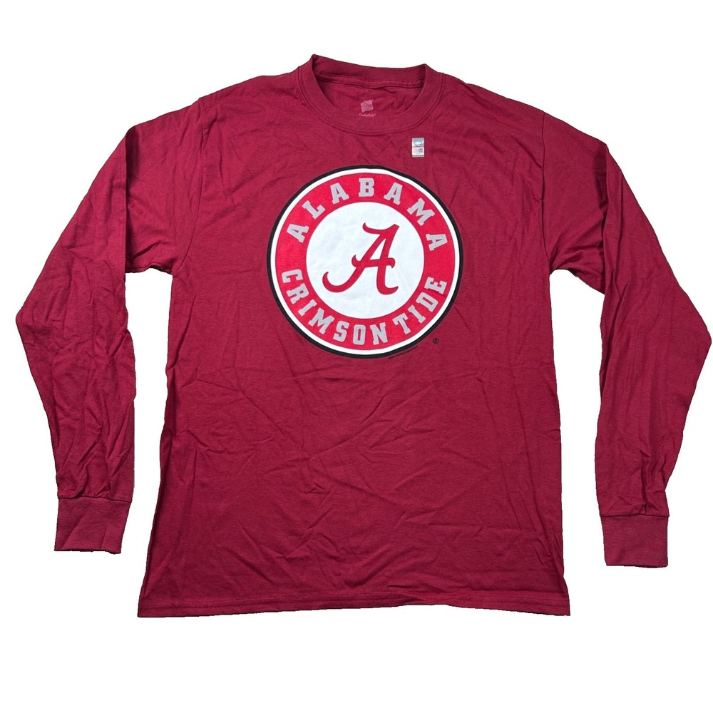 Hanes Alabama Shirt Mens M Crimson Tide NCAA Big Logo Maroon Burgundy Basic Tee